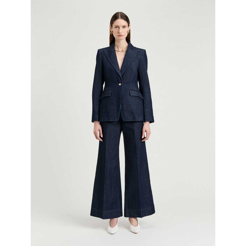 Veronika Maine Dark Indigo Denim Blazer image number 3